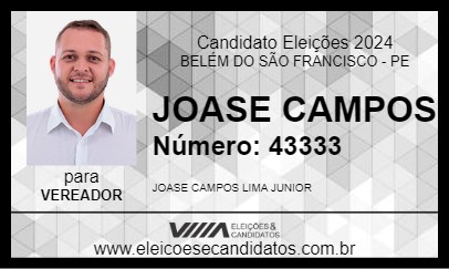 Candidato JOASE CAMPOS 2024 - BELÉM DO SÃO FRANCISCO - Eleições