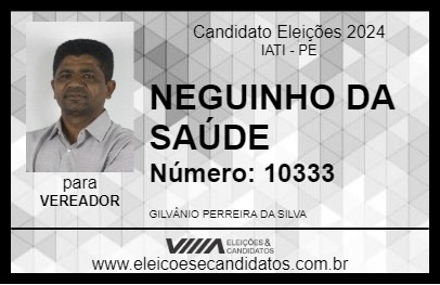 Candidato NEGUINHO DA SAÚDE 2024 - IATI - Eleições