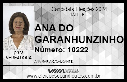 Candidato ANA DO GARANHUNZINHO 2024 - IATI - Eleições