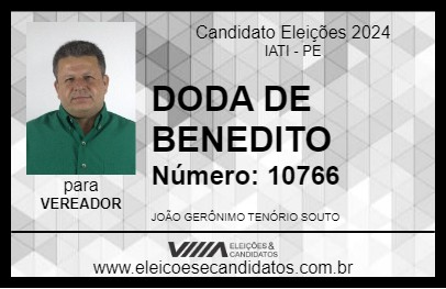 Candidato DODA DE BENEDITO 2024 - IATI - Eleições