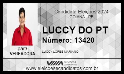 Candidato LUCCY DO PT 2024 - GOIANA - Eleições