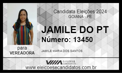 Candidato JAMILE DO PT 2024 - GOIANA - Eleições