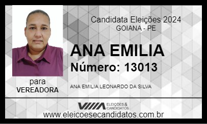 Candidato ANA EMILIA 2024 - GOIANA - Eleições