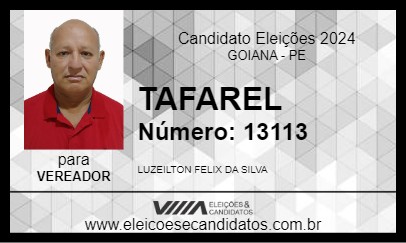 Candidato TAFAREL 2024 - GOIANA - Eleições