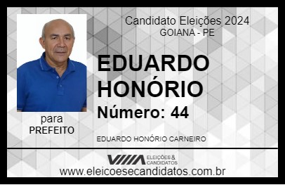 Candidato EDUARDO HONÓRIO 2024 - GOIANA - Eleições