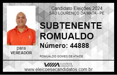 Candidato SUBTENENTE ROMUALDO 2024 - SÃO LOURENÇO DA MATA - Eleições