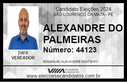 Candidato ALEXANDRE DO PALMEIRAS 2024 - SÃO LOURENÇO DA MATA - Eleições