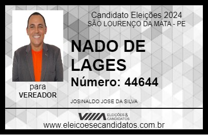 Candidato NADO DE LAGES 2024 - SÃO LOURENÇO DA MATA - Eleições