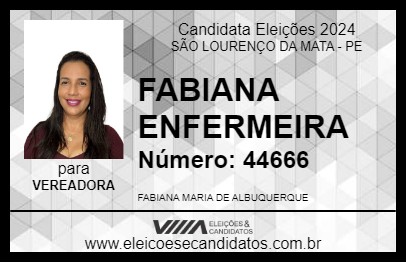 Candidato FABIANA ENFERMEIRA 2024 - SÃO LOURENÇO DA MATA - Eleições