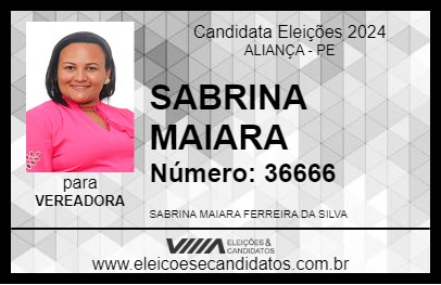 Candidato SABRINA MAIARA 2024 - ALIANÇA - Eleições