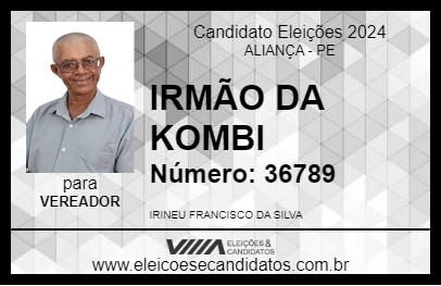 Candidato IRMÃO DA KOMBI 2024 - ALIANÇA - Eleições