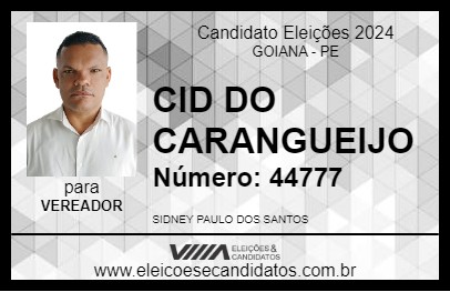 Candidato CID DO CARANGUEIJO 2024 - GOIANA - Eleições