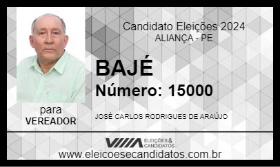 Candidato BAJÉ 2024 - ALIANÇA - Eleições