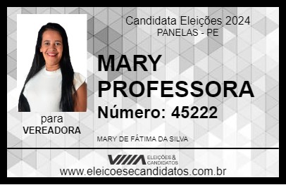 Candidato MARY PROFESSORA 2024 - PANELAS - Eleições