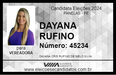 Candidato DAYANA RUFINO 2024 - PANELAS - Eleições