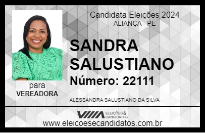 Candidato SANDRA SALUSTIANO 2024 - ALIANÇA - Eleições