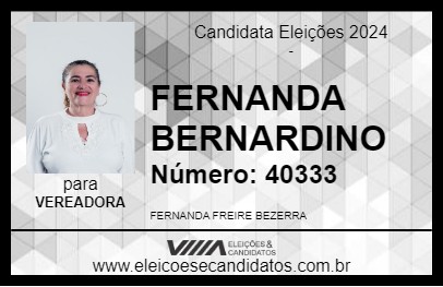 Candidato FERNANDA BERNARDINO 2024 - CONDADO - Eleições