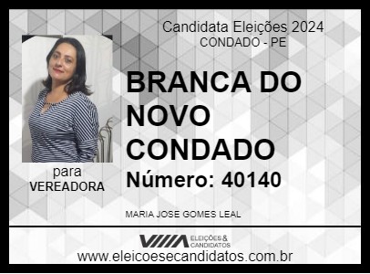 Candidato BRANCA DO NOVO CONDADO 2024 - CONDADO - Eleições