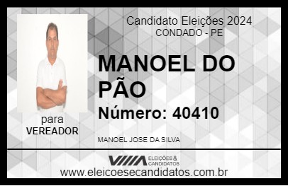 Candidato MANOEL DO PÃO 2024 - CONDADO - Eleições