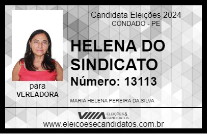 Candidato HELENA DO SINDICATO 2024 - CONDADO - Eleições