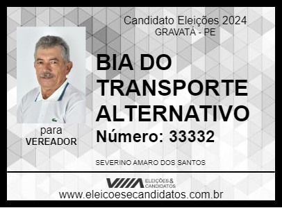 Candidato BIA DO TRANSPORTE ALTERNATIVO 2024 - GRAVATÁ - Eleições