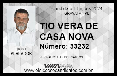 Candidato TIO VERA DE CASA NOVA 2024 - GRAVATÁ - Eleições