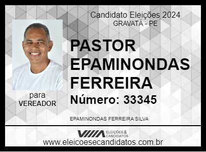 Candidato PASTOR EPAMINONDAS FERREIRA 2024 - GRAVATÁ - Eleições