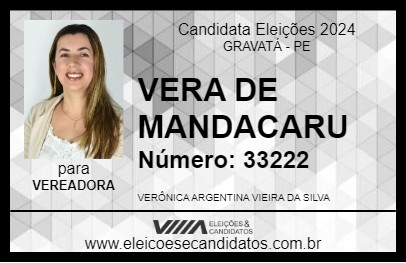 Candidato VERA DE MANDACARU 2024 - GRAVATÁ - Eleições