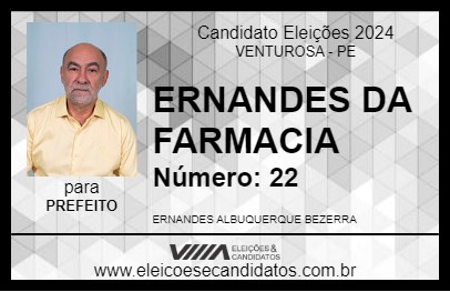 Candidato ERNANDES DA FARMACIA 2024 - VENTUROSA - Eleições