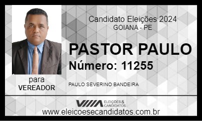 Candidato PASTOR PAULO 2024 - GOIANA - Eleições