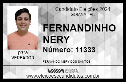 Candidato FERNANDINHO NERY 2024 - GOIANA - Eleições