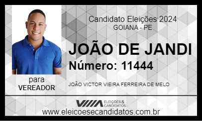 Candidato JOÃO DE JANDI 2024 - GOIANA - Eleições