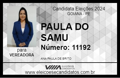 Candidato PAULA BRITO 2024 - GOIANA - Eleições