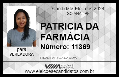 Candidato PATRICIA DA FARMÁCIA 2024 - GOIANA - Eleições