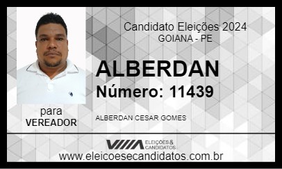 Candidato ALBERDAN 2024 - GOIANA - Eleições