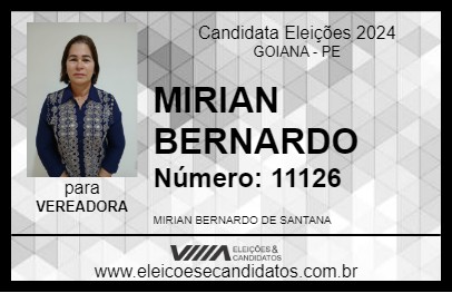 Candidato MIRIAN BERNARDO 2024 - GOIANA - Eleições