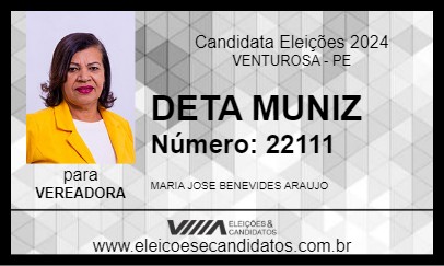 Candidato DETA MUNIZ 2024 - VENTUROSA - Eleições