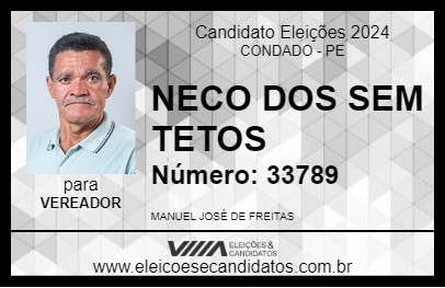 Candidato NECO DOS SEM TETOS 2024 - CONDADO - Eleições