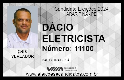 Candidato DÁCIO ELETRICISTA 2024 - ARARIPINA - Eleições