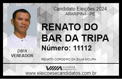 Candidato RENATO DO BAR DA TRIPA 2024 - ARARIPINA - Eleições