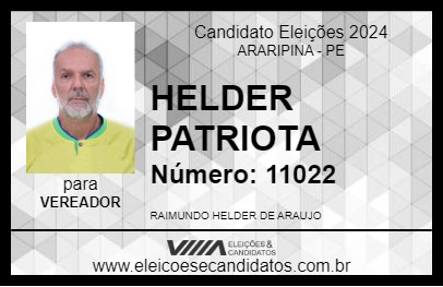 Candidato HELDER PATRIOTA 2024 - ARARIPINA - Eleições