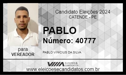 Candidato PABLO 2024 - CATENDE - Eleições