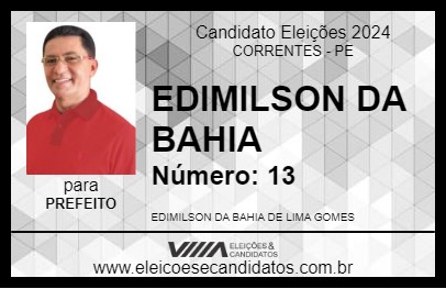 Candidato EDIMILSON DA BAHIA 2024 - CORRENTES - Eleições