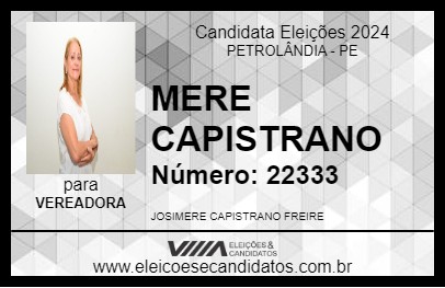 Candidato MERE CAPISTRANO 2024 - PETROLÂNDIA - Eleições