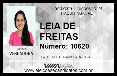 Candidato LEIA DE FREITAS 2024 - ITAQUITINGA - Eleições