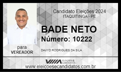 Candidato BADE NETO 2024 - ITAQUITINGA - Eleições