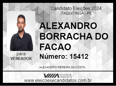 Candidato ALEXANDRO BORRACHA DO FACAO 2024 - ITAQUITINGA - Eleições