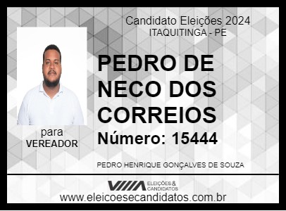 Candidato PEDRO DE NECO 2024 - ITAQUITINGA - Eleições