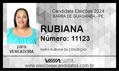 Candidato RUBIANA 2024 - BARRA DE GUABIRABA - Eleições