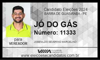 Candidato JÓ DO GÁS 2024 - BARRA DE GUABIRABA - Eleições